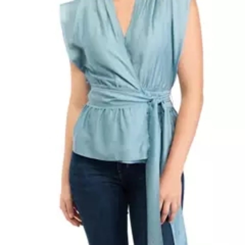 NWT Joie Ashlene Cap Sleeve Surplice Wrap Blouse M